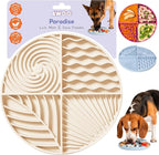 Paradise - Dog Lick Mat for Slow Feeding & Anxiety - Non-Slip Silicone Slow Feeder with Suction Cups - Dishwasher Safe Pet Dish for Grooming, Training, and Boredom Relief (Almond)
