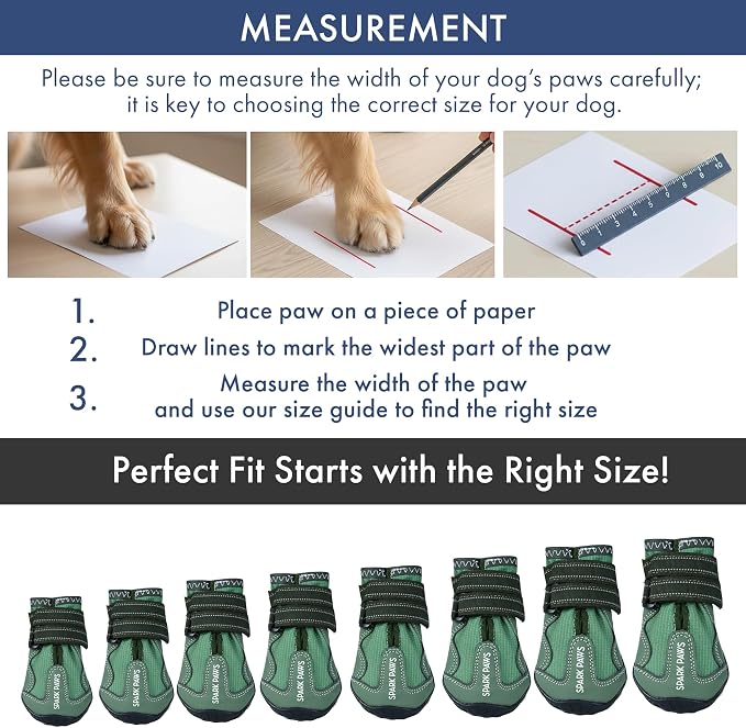 Spark Paws 365 Dog Shoes - All-Season Boots for Winter Snow & Hot Pavement | Water-resistant, anti-slip, stay-on straps - rain, ice & summer booties in one. Reflective; small, medium & large dogs
