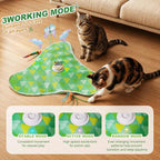 Interactive Cat Toy Mat for Indoor Cats, Rechargeable Hide & Seek Cat Toy with Moving Hidden Feathers& Fluttering Butterfly, Touch Activated Automatic for Bored Cats, Kittens & Adult Cats