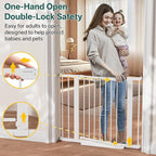 InnoTruth 27-36.6 in Wide Baby Gate for Stairs and Doorways, White | Indoor Metal Dog Gate for Pets, Auto Close 2 Way Swing Walk Through Door, Double Lock & Y-Bolts, Pressure or Hardware Mount