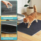 XXL Litter Mat, 47x36in, Cat Litter Box Mats Extra Large, Less Mess | Soft EVA, Double-Layer Honeycomb Litter Trapping Mat, Waterproof Anti-Slip, Washable & Easy clean, Ideal for Multi-Cat(Grey)