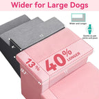 Zerbuger Dog Stairs with Storage, Pink Furry Lids 3 Steps Dog Ramp no Condo | 18" H Wider Dog Steps for High Beds Couch, Folding Storage Pet Stairs Gift for Climbing Small/Medium/Large Old Dogs Cats