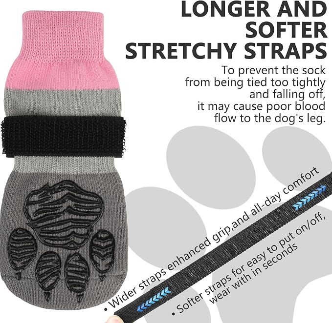 EXPAWLORER Non-Slip Dog Socks for Hardwood Floors to Prevent Licking, Dog Shoes for Hot Pavement Quick Walking, Dog Booties Boots & Paw Protectors with Grippers for Small Medium Large Senior Dogs M