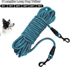 BTINESFUL Tie-Out Long Rope Dog Lead 8/12/20/30/50/75ft Dog Tether for Yard | Large Medium Dogs Outdoor Training, Playing, Camping, or Backyard (8 Foot, Blue Black)