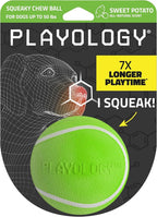 Playology Dog Toys | Squeaky Chew Ball for Dogs | Sweet Potato Scented Medium Dog Ball | Bouncy Floating Chew Toys for Fetch