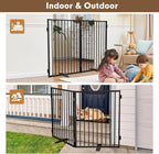 Full Metal Freestanding Dog Gates 2 Panels 32" Tall Up to 48" Wide | Heavy Duty Dog Fence for Indoor & Outdoor, Free Standing Dog Gate No Drilling Pet Barrier for Doorways, Stairs, Deck,Yard