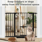 SHYUJAJIE 37 Inch Tall Baby Gate with Small Cat Door | Adjustable 29.55"-46.06 "Wide,Auto Close Dog Gate Easy Walk Thru Pet Gate for Stairs, Doorway, House, Pressure Mounted