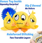 Ducky 3 in 1 Plush Duck Dog Chew Toy with Squeaky Ball Inside for Aggressive Chewers, Super Interactive, No Stuffing, Strong Tough Heavy Durable, Birthday Gift Box for Small & Large Breeds