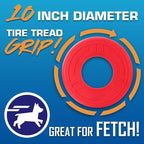 Nerf Dog Atomic Flyer Outdoor Dog Toy, 10 Inch Flying Disc Dog Fetch Toy, Rubber Dog Toy for Medium Dogs and Large Dogs, Red
