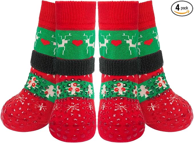 BEAUTYZOO Dog Socks to Prevent Licking Paws for Hardwood Floors Anti Slip, Dog Shoes Booties for Hot/Cold Pavement,Grippy Boots & Paw Protectors Traction Control for Small Medium Large Senior Dogs