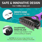 Maxpower Planet Pet Grooming Brush - Double Sided, Extra Wide for Dogs and Cats - Dematting Undercoat Rake, Reduces Shedding by 95%, Purple | Purple, For Dogs & Cats, Anti-Slip Handle, Removes Mats & Tangles, Reduces Shedding, Gift for Pet Lovers