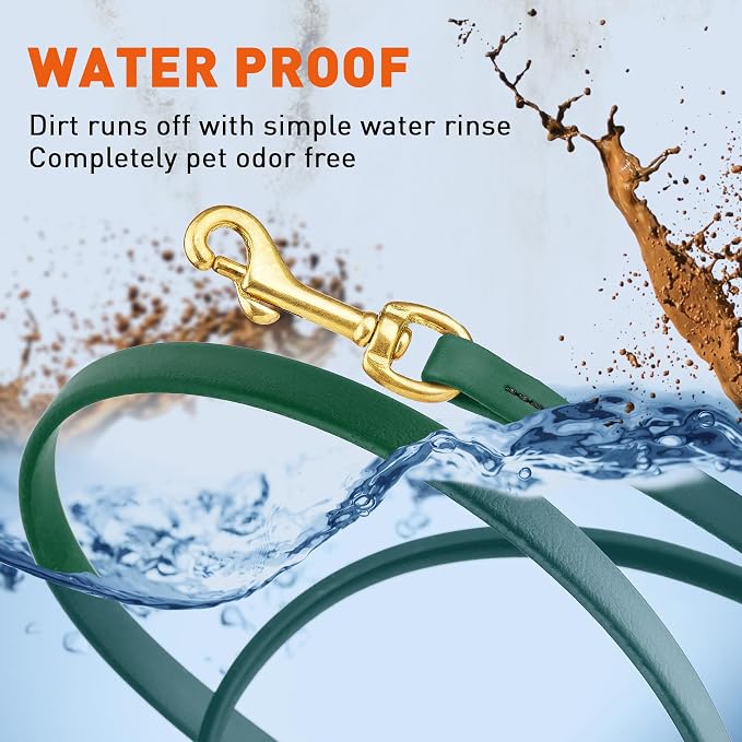 Viper Biothane K9 Working Dog Leash Waterproof Lead for Tracking Training Schutzhund Odor-Proof Long Line with Solid Brass Snap for Puppy Medium and Large Dogs, 33ft Hunter Green