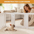 Acrylic Dog Playpen Indoor, Puppy Pens for Small Dogs & Puppies,21 Panels | Easy Assemble, DIY Flexible Shape Dog Pen with Plastic Fence, Pet Exercise Pin for Small Animals, 24''Tall