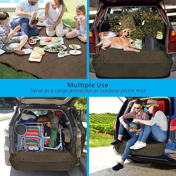 F-color SUV Cargo Liner for Dogs - Heavy Duty Cargo Cover for Mid-Size SUVs | Water Resistant, Bumper Flap, Non-Slip Mat, Car Trunk Dog Car Seat Cover Prevents Scratches Pet Hair Mud Dirt for Sedans Vans