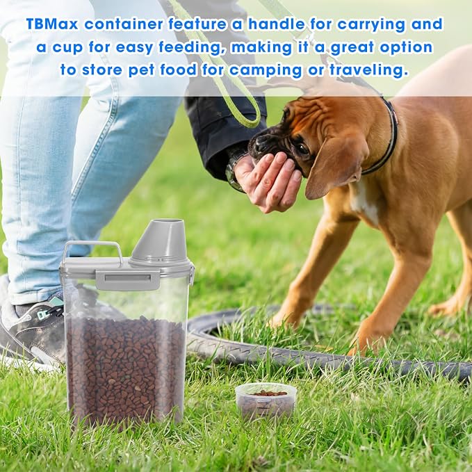 TBMax Pet Food Storage Containers 2 Pack 8-10 Lbs Airtight Dog Food Container Dispenser with Large Spout & Portable Handle, Travel Dog Treat Cat Food Storage Bin Bird Seed Container