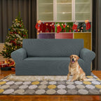 Stretch Loveseat Couch Cover, 2 Cushion Couch Slipcover,Grey | 1-Piece Washable Sofa Cover Pet Friendly (55"-78") Furniture Protector Soft Jacquard, Elastic Bottom for Dogs & Kids