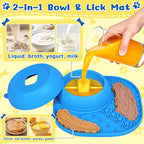 Dog Licking Bowl with Rolling Ball - 2-in-1 Anti-Slip Slow Feeder Dog Bowls w/Lick Mat for Liquid and Thick Treat, 150ml Licking Bowl for Anxiety Relief, Fits Small Medium Large Dogs & Cats Blue 2Pcs