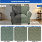 ZNSAYOTX Stretch Chair Cover, 1 Piece Couch Covers for 1 Seat Sofa, Jacquard Armchair Slipcovers with Elastic Bottom Thickened Furniture Protector for Dog Cat Pet (Small, Army Green)