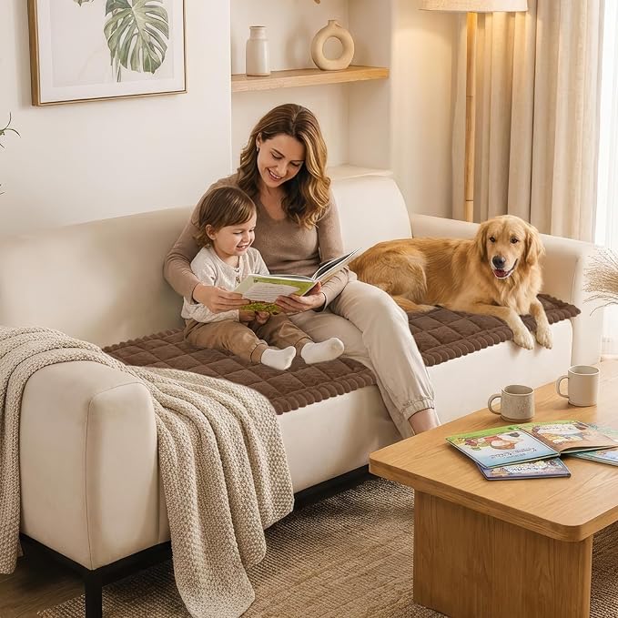 Smiry Couch Cover for Dogs, Non Slip Fuzzy Pet Sofa Covers Washable | Sofa Slipcovers for 2 Cushion Couch, Soft Thick Furniture Protector for Cats Dogs, Against Fur, Dirt, Scratch (27.6"x47")