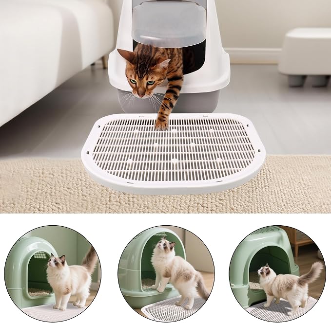 Cat Litter Mat Large 19.5"x15.4", Litter Trapping Mat for Litter Box, Anti-Slip Kitty Litter Catcher Pad, Waterproof Washable Easy Clean & Saves Litter (Gray)