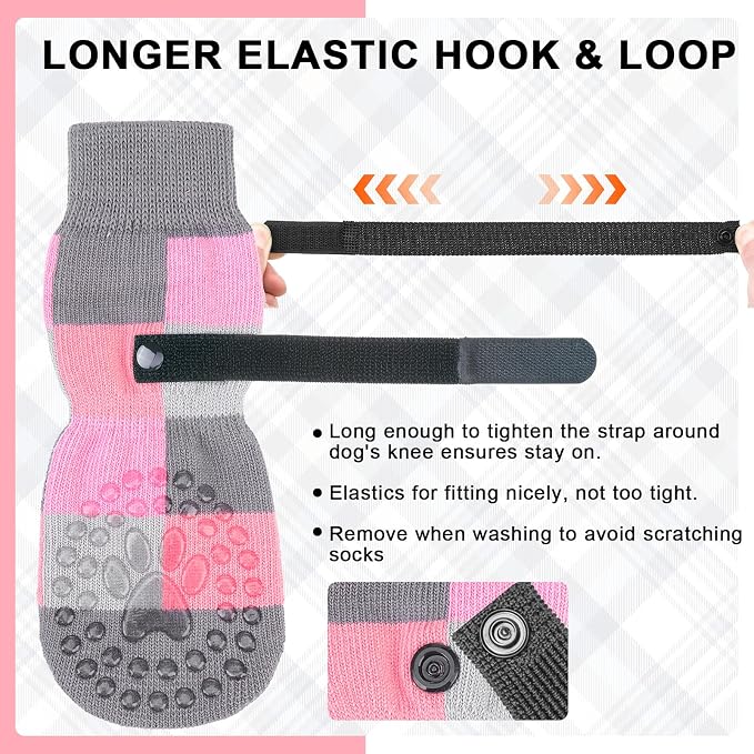 BEAUTYZOO Non Slip Dog Socks to Prevent Licking Paws, Dog Shoes Booties for Hardwood Floors Anti Slip-Thick Grip Works Even When Twisted-Paw Protector for Cold Pavement Small Medium Large Senior Dogs