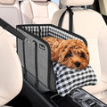 SlowTon Console Dog Car Seat - Portable Dogs Armrest Booster Seat for Small Dog, Anti-Collapse Pet Car Seat with Soft Cushion Safety Belt, Support Pet Up to 11lbs (Grey)