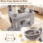Heybly Cat Tree, 82.7″ Extra Tall Cat Tower for Large Cats Adult HCT063W | Giant Cat Condo with Multi-Level Platforms, 2 Baskets, Spacious Cat Cave, Wide Sisal Scratching Board, Light Gray