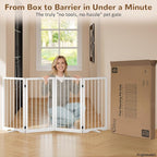 32" Extra Tall Free Standing Dog Gate Indoor, Foldable Pet Gate | for Doorways Stairs, 4-Panel Dog Fence with Support Feet for Stability, Folding Puppy Gate Easy to Carry No Drilling 72"x32"