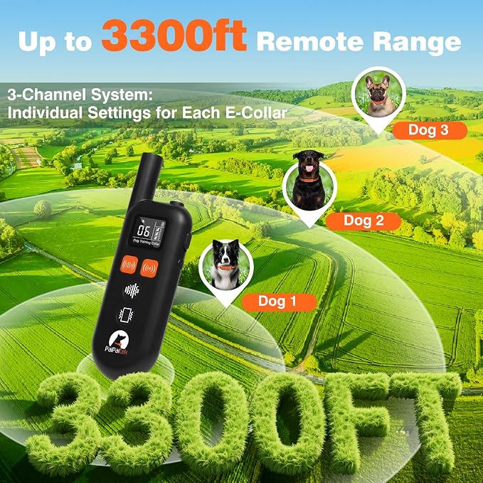 Vibrating Dog Collar No Shock - 3300ft Dog Training Collar with Remote for 10-120lbs Small Medium Large with Beep, Vibration, Ultrasonic Modes, Security Lock & No Prongs