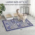 Glittme Cat Litter Mat, 33"x22" Non-Slip Washable Trapping Mat for Cats | Litter Trapping Mat With Thick PVC Coil To Catch Scatter, Soft On Paws And Waterproof Bottom To Protect Floors