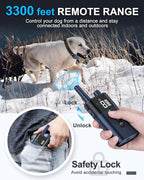 No Shock Dog Training Collar with Remote 3300FT, Dog Vibration Collar with Controller Beep and Vibrate Only, Safe Lock Waterproof Rechargeable Vibrating Collars for Dogs(15-120 lbs)-No Prongs