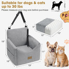 JOEJOY Dog Car Seats for Small Medium Dogs Under 35lbs, Dog Booster Seat with Detachable Washable Cover and Cushion, Memory Foam Pet Car Seat with Safety Belt and Storage Pockets (LG)