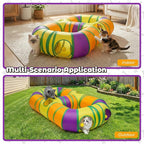 Cat Tunnel for Indoor Cats 8-Shaped, Collapsible Cat Playhouse Pet Play Tunnel Tube Maze with Hanging Pom-poms and Interactive Hole for Kitten, Kitty, Puppy, Rabbits, Ferret, Guinea Pig