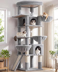 Globlazer Extra Large Cat Tree, 78 inch Sturdy Tall Cat Tree Tower for Indoor Multiple Large Adult Cats Kittens with 6 Scratching Posts, Enlarged Top Perch, 2 Padded Condos, S78G, Light Grey