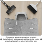 Large Cat Litter Mat, 31.5x23.6 Silicone Trapping Mat Grey | for Kitty Litter Box, Easy Clean, BPA Free Rubber, Center Litter Collection, Easy Pour-Back, Waterproof, Odor-Resistant