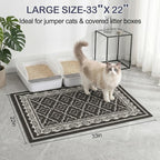 Glittme Cat Litter Mat, 33"x22" Non-Slip Washable Trapping Mat for Cats | Litter Trapping Mat With Thick PVC Coil To Catch Scatter, Soft On Paws And Waterproof Bottom To Protect Floors