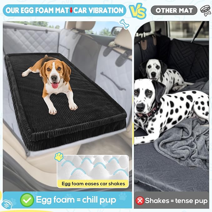 Loiion Dog Car Bed, Non-Slip Backseat Extender Pet Mat 56"x28.7" | Removable, Washable Dog Bed With Waterproof Liner Protects Car Seats, Anti-Slip Travel Bed For Dogs