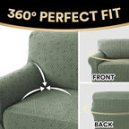 Jacquard Couch Covers for 3 Cushion Couch 1 Piece Stretch Sofa Covers Furniture Protector Anti-Slip Soft Thickened Dogs Slipcovers Washable Diamond Pattern(Sofa, Sea Grass)