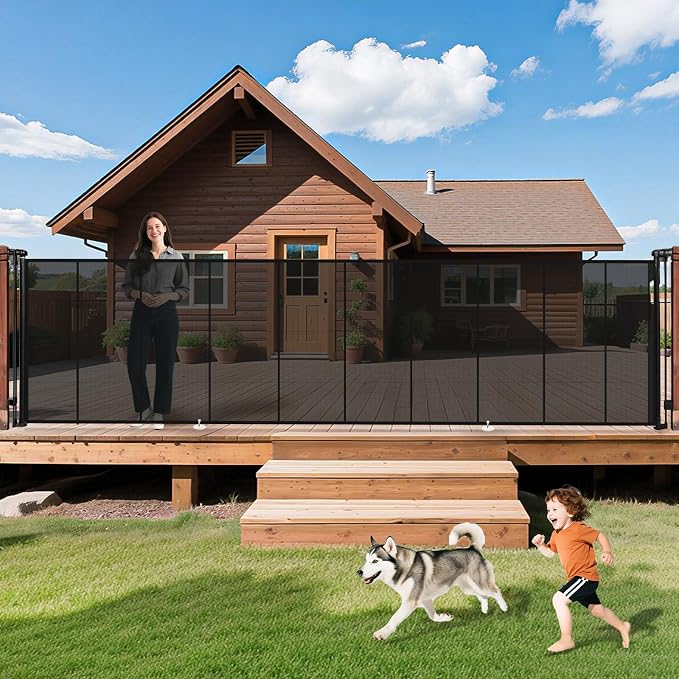 275" Retractable Baby Gates Dog Gate Extra Wide, 52" Tall Child Pet Safety Gate with Reinforced Strips for Stairs, Long Mesh Garage Gates Fence for Outdoor Indoor Large Openings Driveway Decks Patio