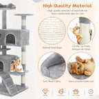 54 Inch Cat Tree Tower with Scratching Post, Light Grey | Multi-Level Cat Tower with Condo and Climbing Ladder, Play Toy Balls House for Indoor Cats
