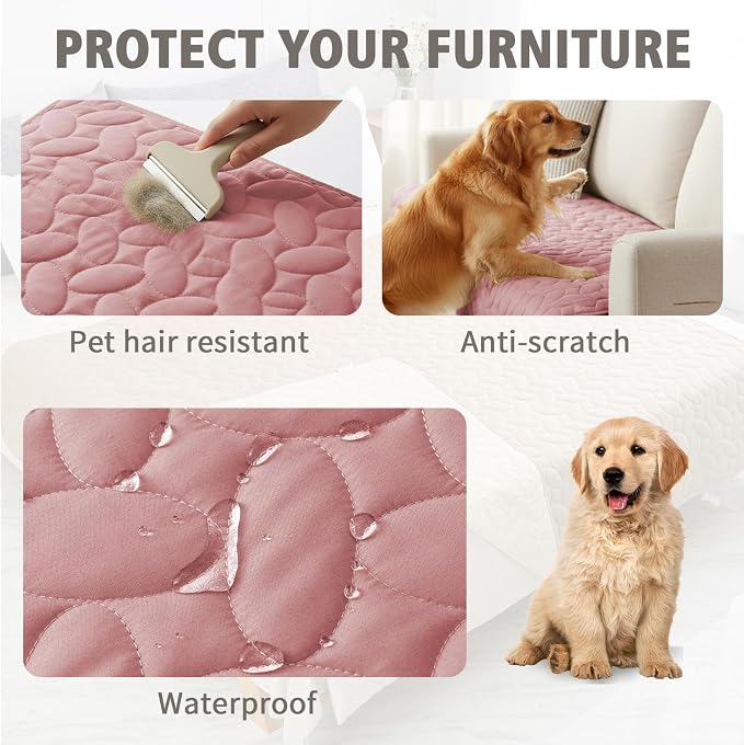 Ameritex Waterproof Pet Bed Cover Anti-Slip Dog Bed Blanket for Sofa and Furniture Waterproof New Pattern Design (Pink, 30x80 Inch (Pack of 1))