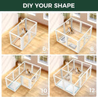 FXW AuraSpace Clear Acrylic Indoor Dog Playpen, 35" H, 8 Panels, White | Open View, Modern Home Fit, No Climbing Bars, Tool-Free Setup, For Medium Dogs