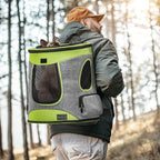 Petsfit Pet Backpack Carrier Easy-Fit Dog Travel Backpack Carrier for Hiking Walking Cycling Suitable for Small Medium Dogs Cats and Rabbits up to 22 Pounds, Green | 13.5 x 12.5 x 17.5 in; reinforced frame, 600D Oxford, 4 mesh panels, lockable zippers,...