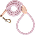 Mile High Life Dog Leash with Genuine Leather Connection, Reflective | Rope Leash, Heavy Duty 360° Swivel Metal Clasp, for Small Medium & Large Dogs Walking (Pink, 48 Inch-1/2)