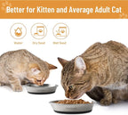 Cat Bowls, 4 Pcs Stainless Steel Pets Bowls for Food and Water, Whisker Fatigue Shallow Non-Slip Cat Dishes Plates for Small Dog Puppies Cats