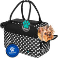 PetAmi Dog Purse Carrier for Small Dogs Cats, TSA Airline Approved Soft-Sided Pet Carrier with Pockets, Ventilated Travel Tote Bag with Bed & Shoulder Strap, Puppy Kitten, Max 12 lbs, Polka Dot Black