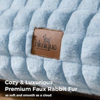Dog Bed for Small Medium Dogs/Cats, Orthpedic Dog Beds Supportive Cat Couch with Faux Rabbit Fur and Removable Cover, Washable Pet Sofa Bed, 30 Inch, Light Blue