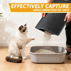 Pieviev Litter Mat, Double-Layer Waterproof Trapping Mat, 24" x 15" Black | Honeycomb Design Catches Scattered Particles to Stop Tracking, Urineproof Base Protects Floors, Easy to Clean