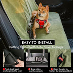 FUNNY FUZZY Dog Car Seat Cover for Back Seat, Back Seat Pet Cover for Dogs Waterproof, Scratchproof Dog Backseat Cover, Non-Slip Bench Car Seat Protector, Universal Fit Most Cars, SUVs, Trucks, Green