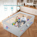 Hiaksedt Baby Playpen 74x50 Inch, Play Pens for Babies and Toddlers | Baby Fence Play Yards for Indoor & Outdoor with Breathable Mesh Anti-Fall Playpen (74"x50")